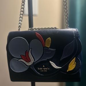 Kate Spade cross body bag with silver chain detail and floral design